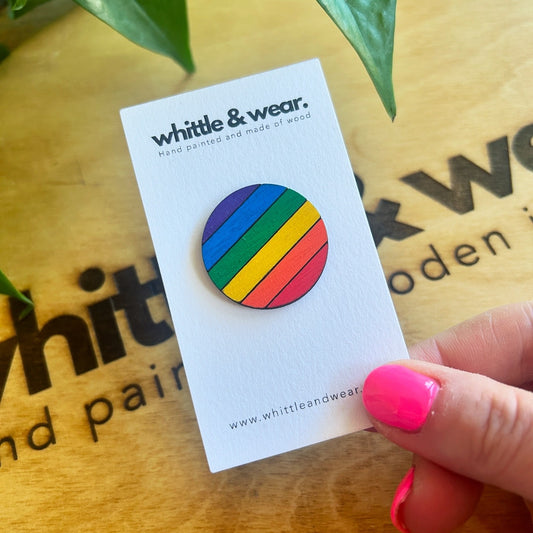 Wooden pin badge - Rainbow