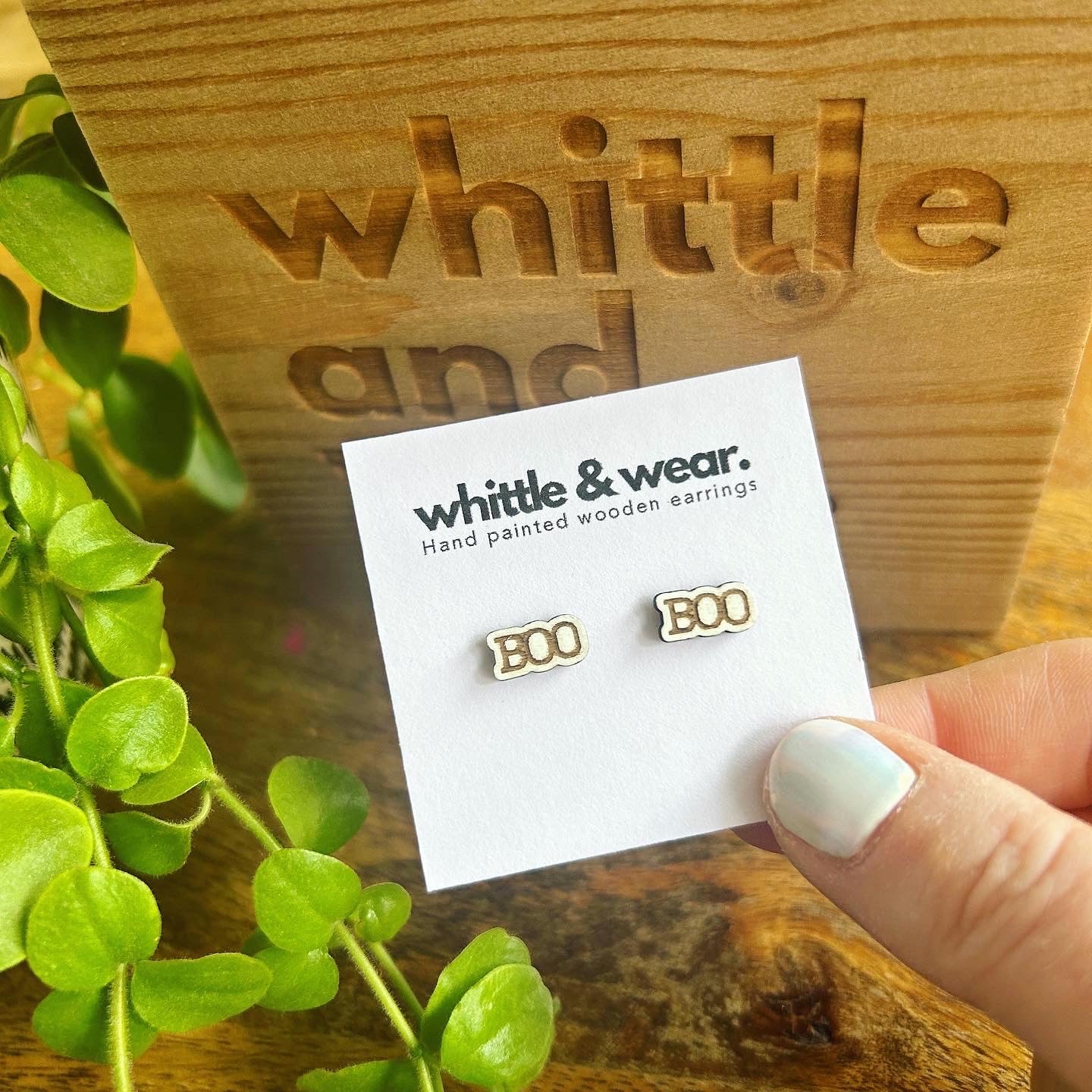 Halloween Etched Boo. White