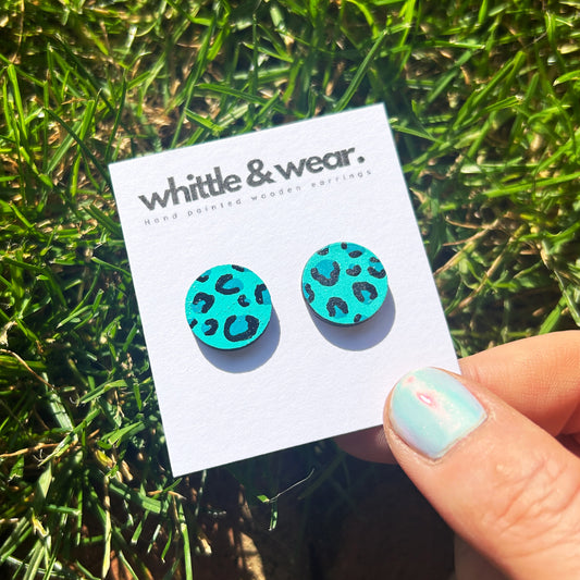 Round studs. Animal print blue