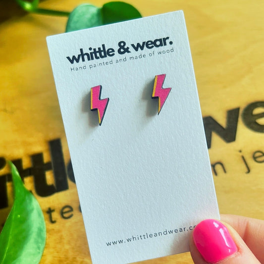 Lightning bolt studs. Pink