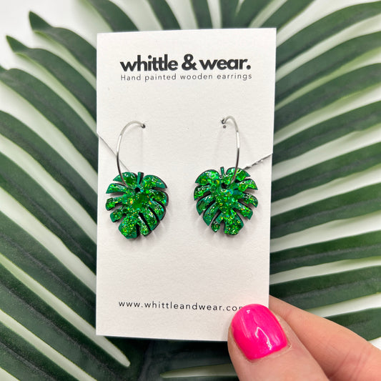 Sparkly monstera leaf hoop