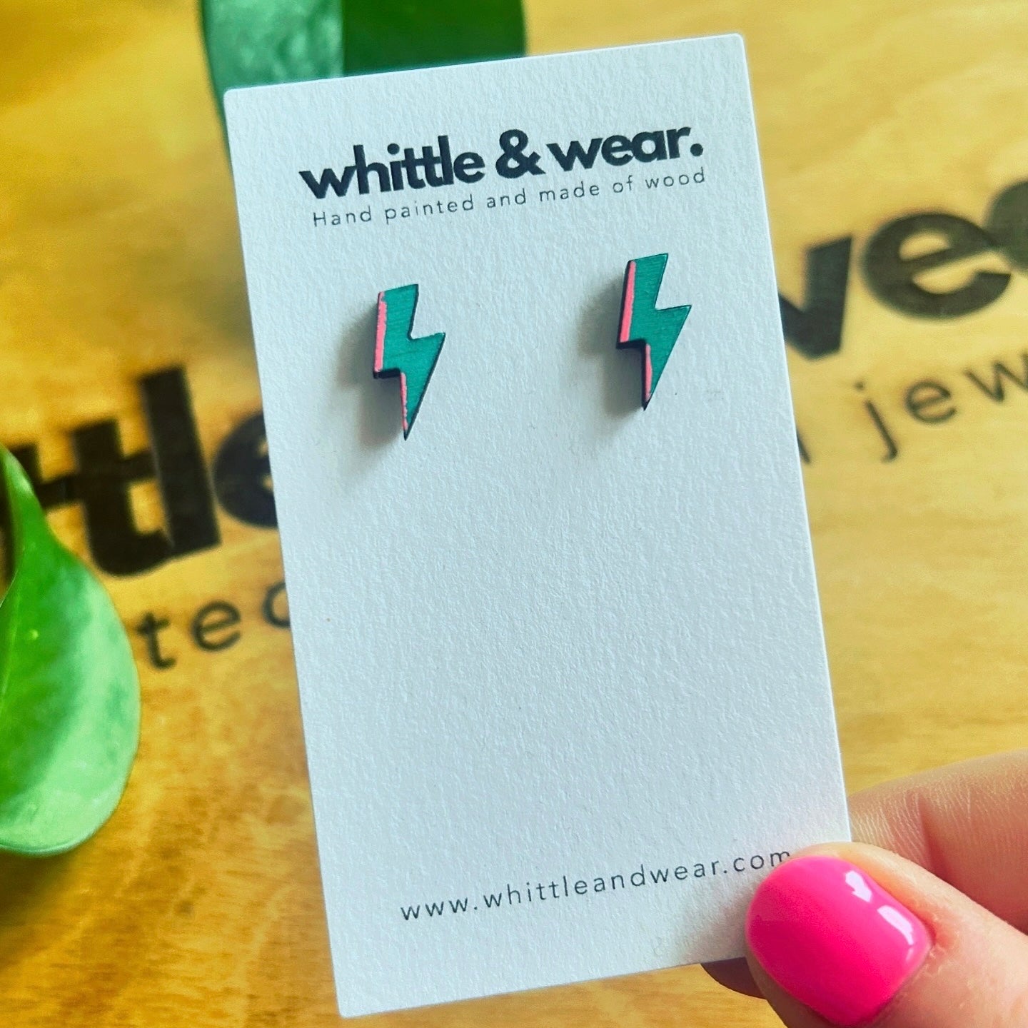 Lightning bolt studs. Turquoise