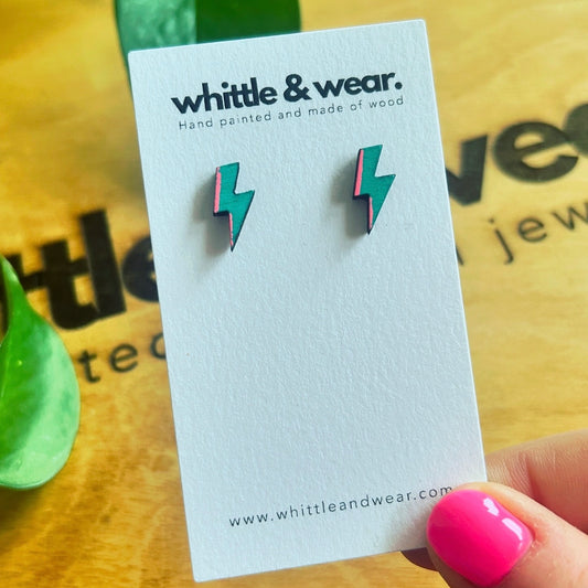 Lightning bolt studs. Turquoise