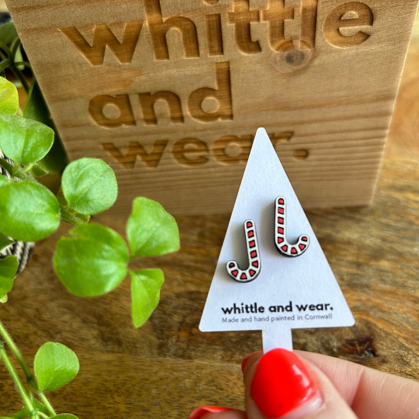 Christmas candy cane studs