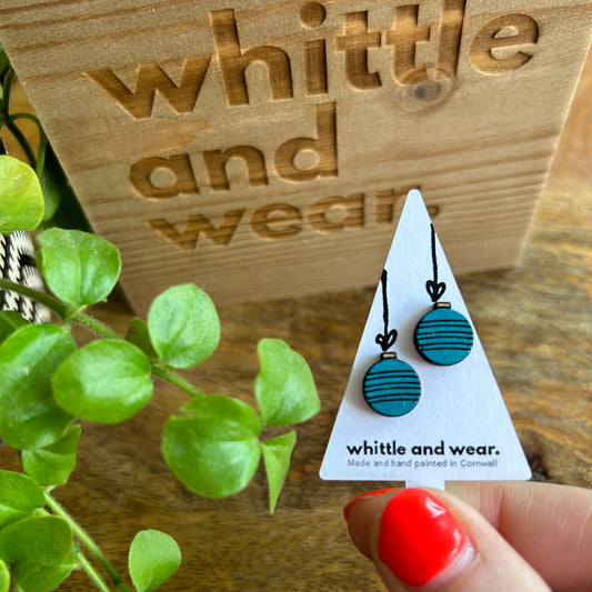 Christmas bauble studs. Dark turquoise