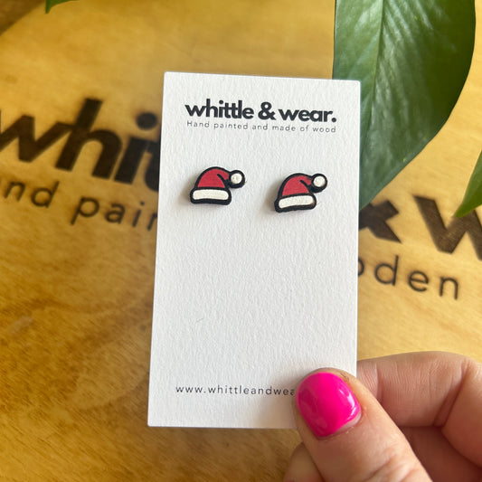 Christmas santa hat studs