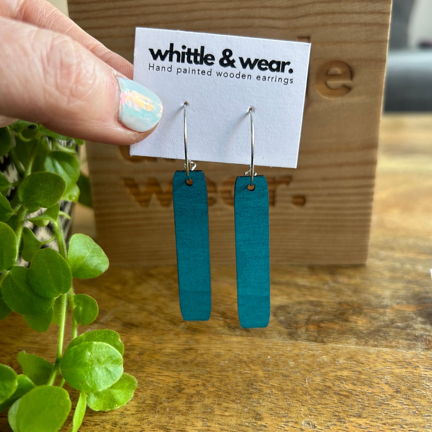 Straight dangles. Dark turquoise