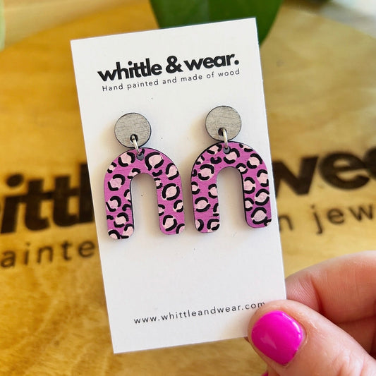 U shaped dangle - purple animal print