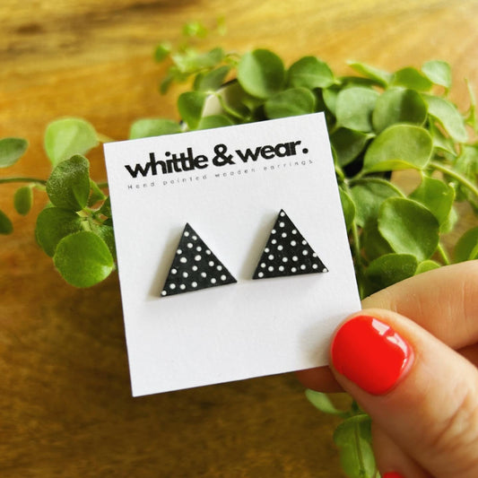 Triangular studs. Black and white spotty