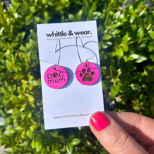 Dog mum hoops pink