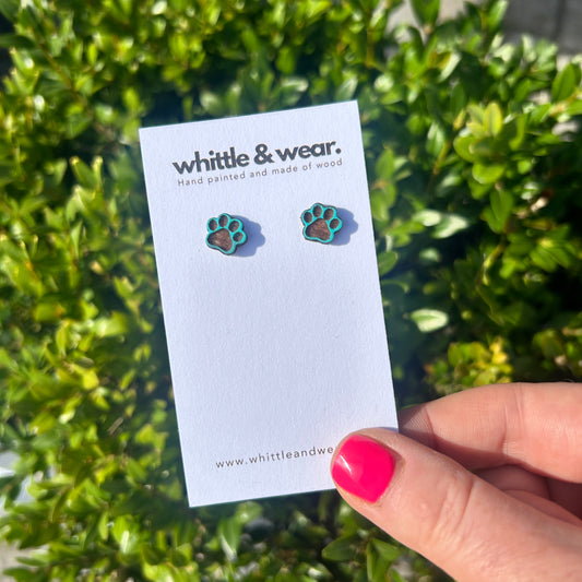Paw print stud turquoise