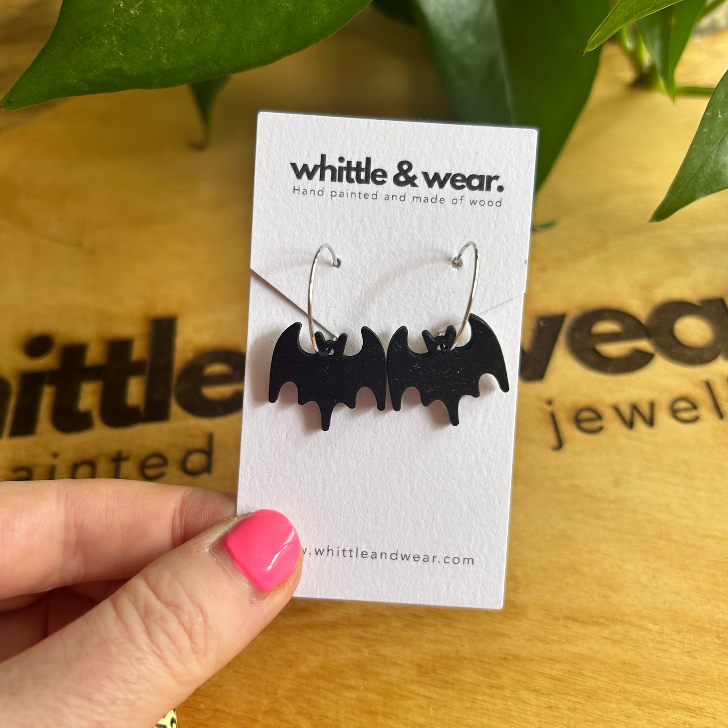 Halloween hoops. Wooden bat