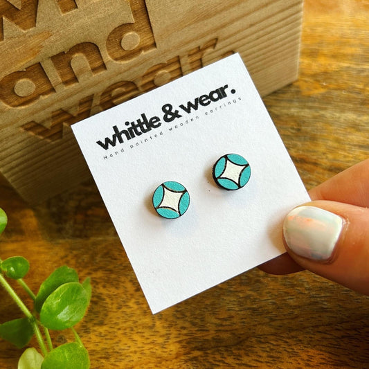 Etched curves. Turquoise and white