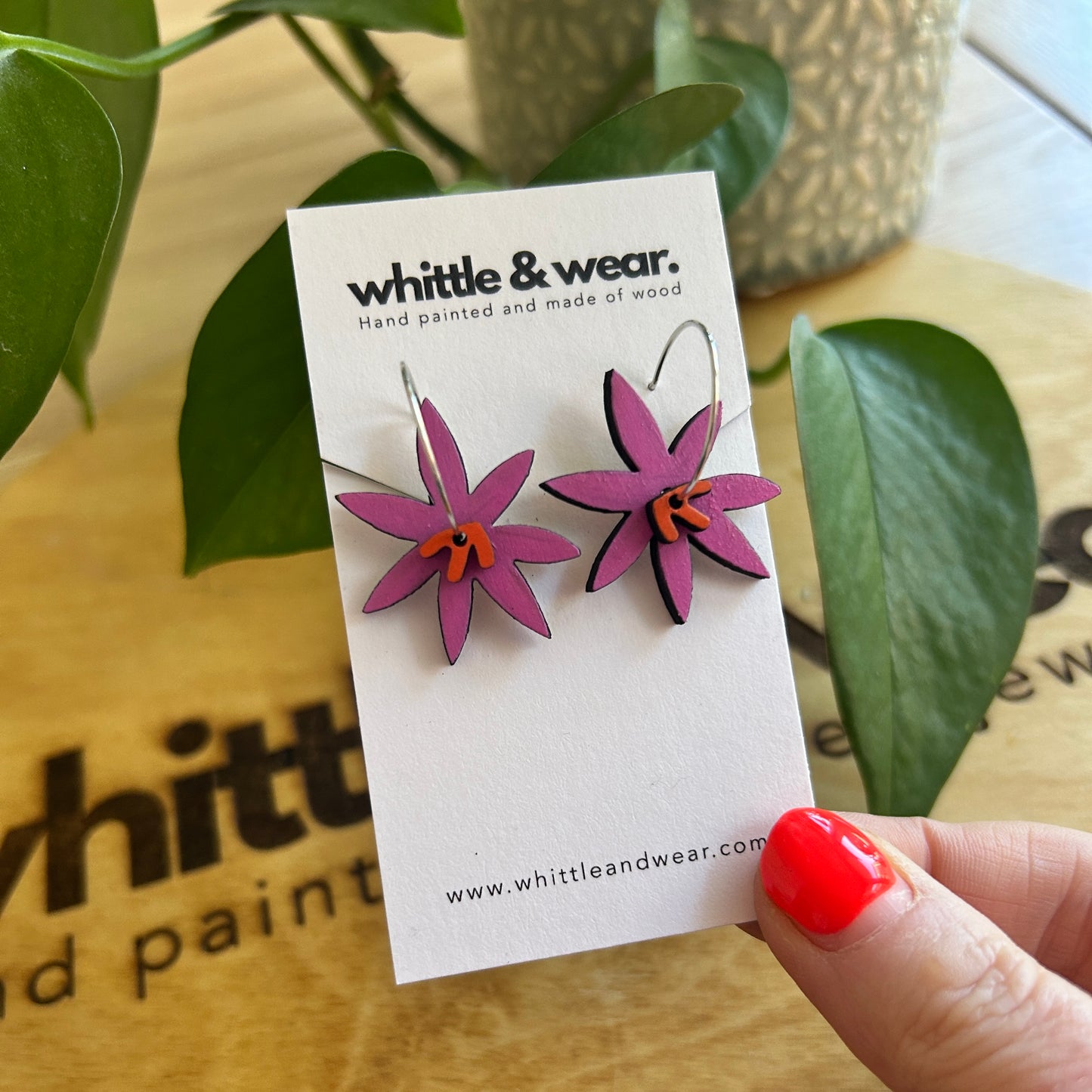 Stacked Hoops -flower. Pink and orange