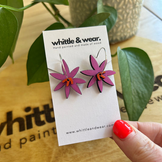 Stacked Hoops -flower. Pink and orange