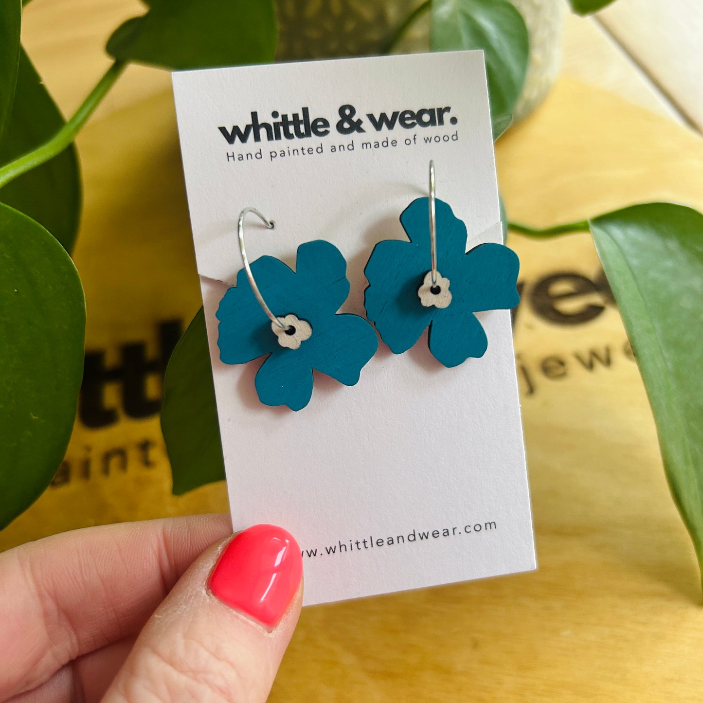 Stacked Hoops - blue and white flower