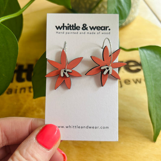 Stacked Hoops - flower - orange and pink