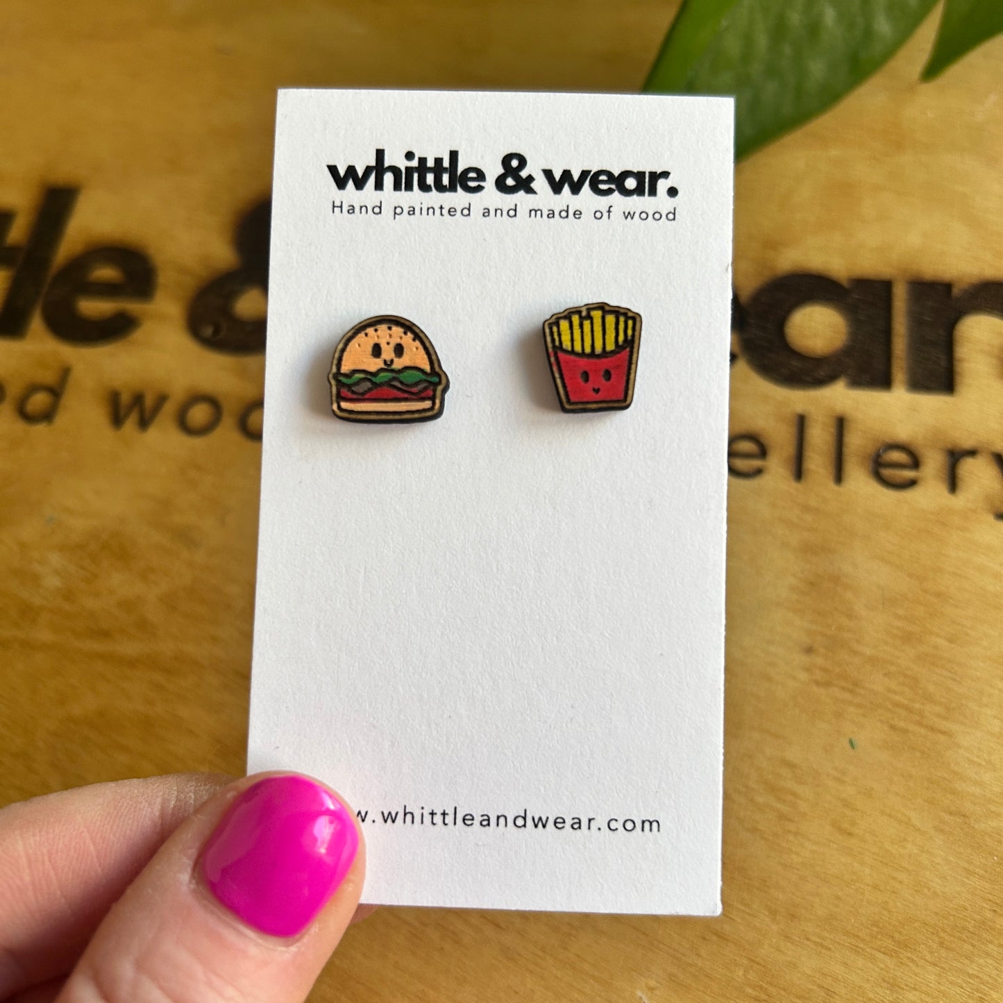 Burger and chips studs