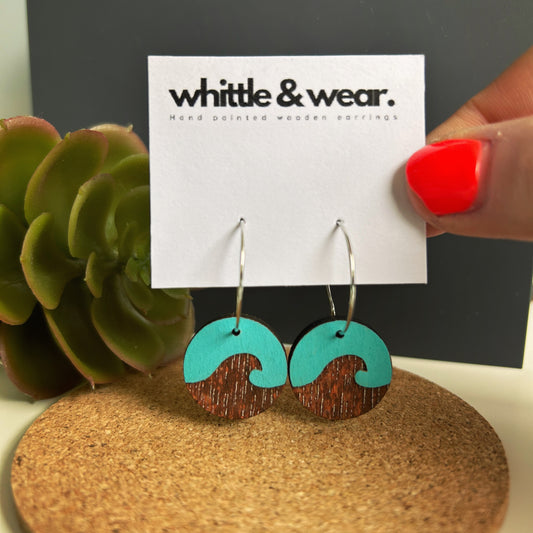 Etched wave dangles. Turquoise