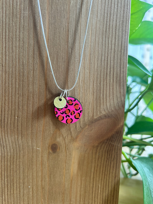 Hand painted wooden necklace 03