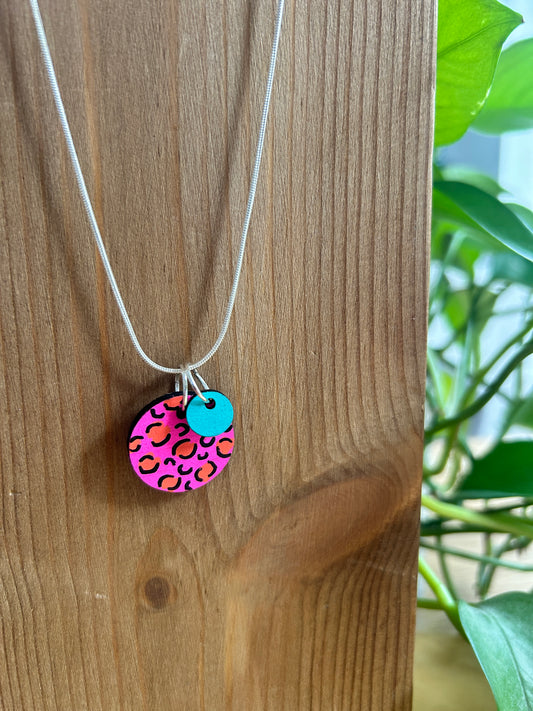 Hand painted wooden necklace 02