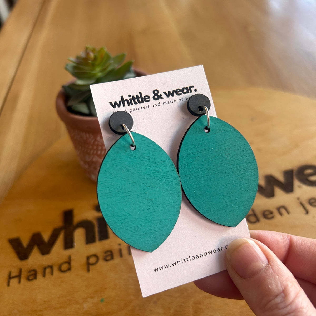 Large turquoise and grey studded dangles