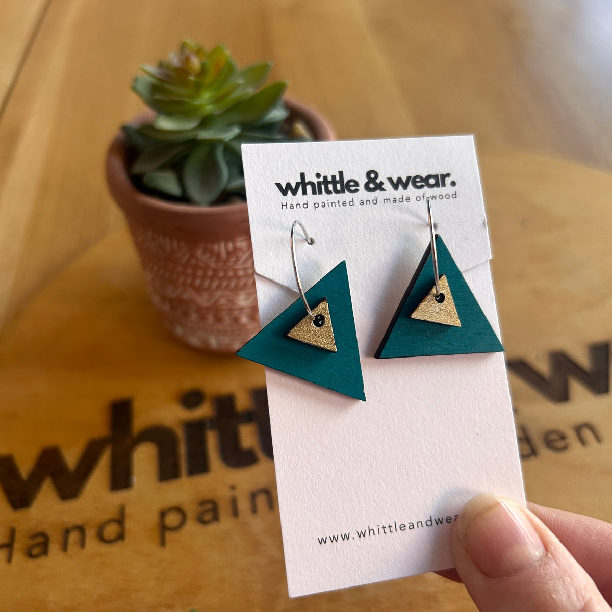 Dark teal and gold hoops