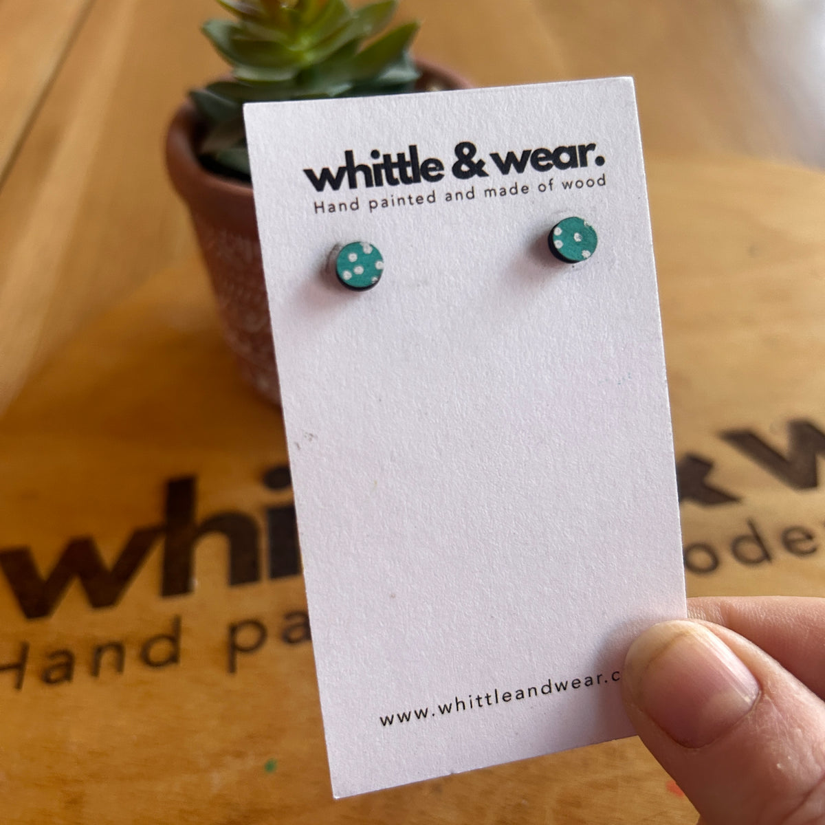 Turquoise and white spot mini studs