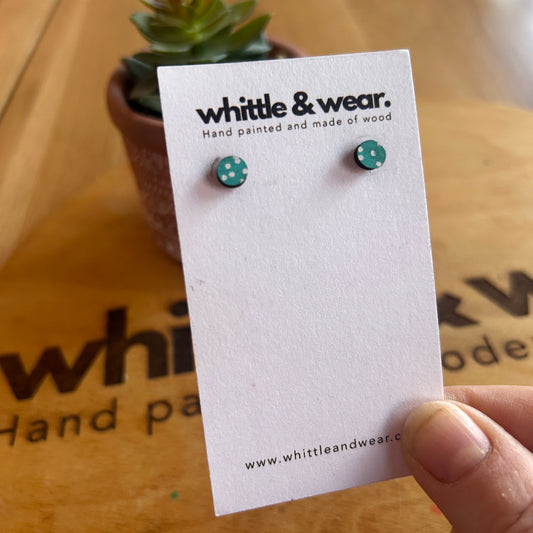Turquoise and white spot mini studs