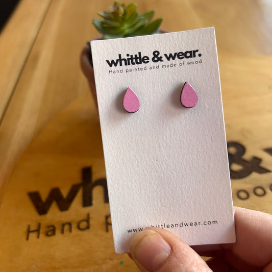 Pink teardrop studs
