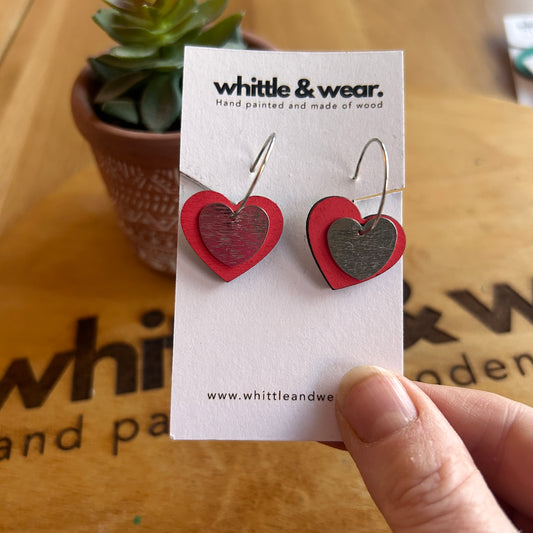 Red heart and silver hoops