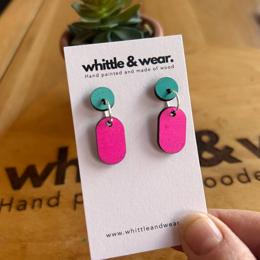 Turquoise and pink studded dangles