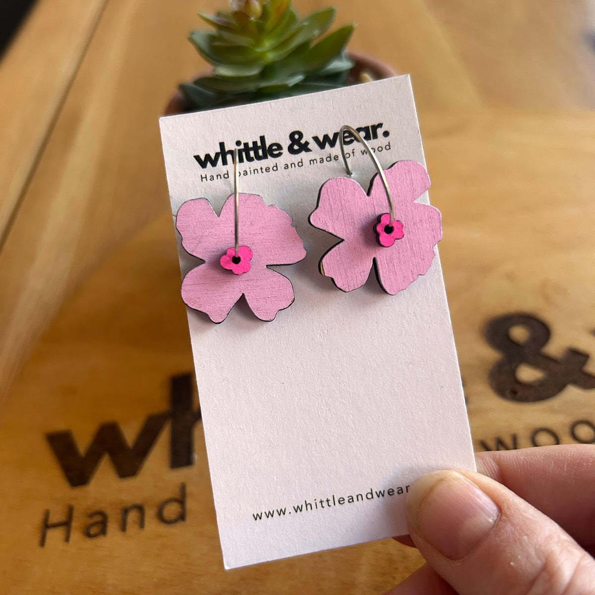Pink flower hoops