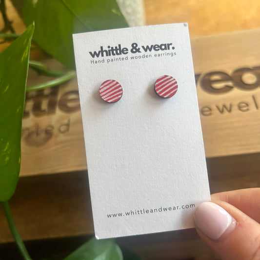 Red and white stripy studs