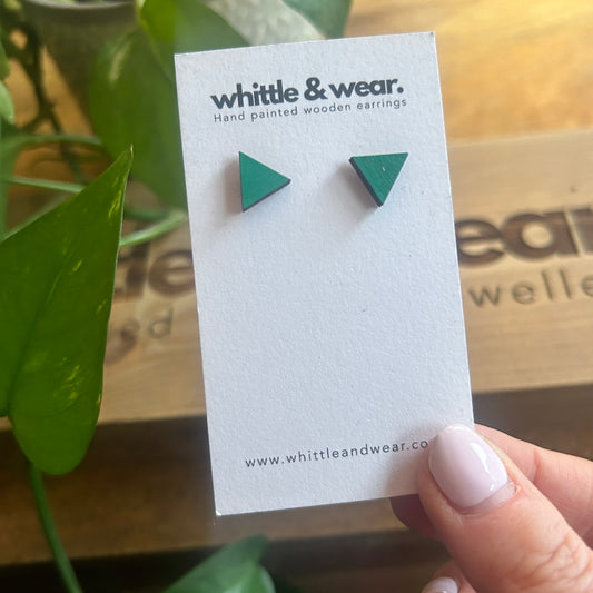 Green triangle studs