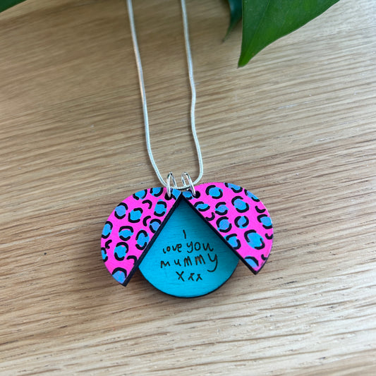 Hand painted lady bird necklace - personalised message inside