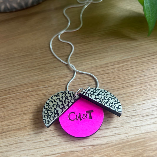 SALE Hand painted wooden necklace - hidden message