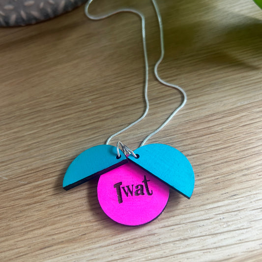 SALE Hand painted wooden necklace - hidden message