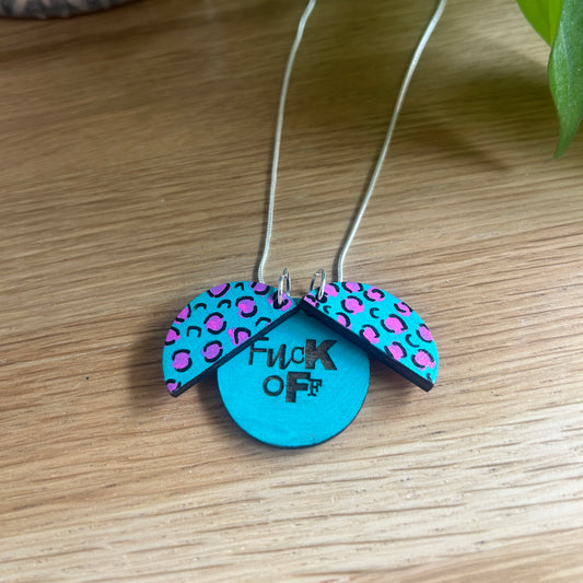SALE Hand painted wooden necklace - hidden message
